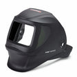 Lincoln KP3704-1 welding helmet shell, matte black, flip-up, large viewing window, IR 5 side windows, vents, FGS Series branding.