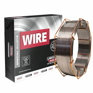 Lincoln SA9CRMOVN-24 submerged arc welding wire spool with black and silver box, ideal for structural welds at WeldingMart.