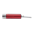 The Lincoln Seam Sensor Assembly K52019-1 is a cylindrical, metallic tool with a red body, silver ends, engraved text, and screws. Its shiny, wide left end and narrow right nozzle are designed for precise seam sensor assembly.