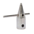 The Lincoln ST03 Tip, Side Extension KP52038-1 is a wear-resistant alloy tool with a cylindrical base, conical top, and crossbar handle. The base has two small hexagonal holes. Shown on a white background.
