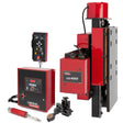 The Lincoln ST450 10 x 10 Seam Tracker System with APC One-Pak K52011-1010, featuring automation equipment and accessories in red and black, is arranged upright against a white background—ideal for automated seam tracking.