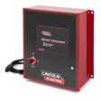 The Lincoln Standard Seam Tracker Standard Control Unit K52020-1 in red and black is designed for arc welding, featuring a power knob, on/off lights, and front panel logos—ideal for automated weld joint tracking.