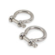Two silver metal D-shackles with screw pin closures are displayed on a white background. Ideal for rigging, securing loads, or use in cable management and the Lincoln Strain Relief Kit K5322-1.