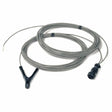 A 25 ft long gray cable coiled neatly, featuring a black alligator clip on one end and a black connector on the other, with an exposed wire tip beside the clip—ideal for use as a Lincoln STT Sense Lead Kit to monitor voltage.