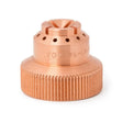 A close-up of the Lincoln Tomahawk 1500 Drag Shield Cap-40A (LC105) KP4141-14 shows its copper color, ridged base, circular upper holes, and engraved markings, standing upright on a white background to highlight its features.