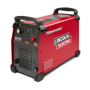 Lincoln Tomahawk 1500 Plasma Cutter K2809-1 in red/black with control knobs, vents, dual handles—precision welding tool by WeldingMart.