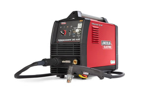 Lincoln Tomahawk 30 AIR Plasma Cutter with 10' Hand Torch (K5457-1), red/black, control knobs, cable, and torch—WeldingMart.