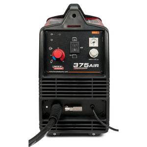 Lincoln Tomahawk 375 Air Plasma Cutter K2806-1 with compressor, control panel, and cable for portable welding and metal cutting.