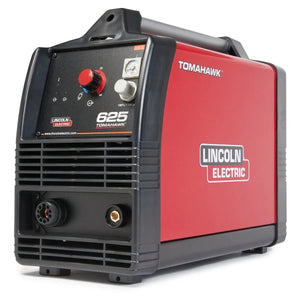 Lincoln Tomahawk 625 Plasma Cutter K2807-1, red and black, 20ft torch, labeled front panel—WeldingMart welding equipment.