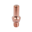 Close-up of a small copper welding contact tip with a threaded base and cylindrical top, compatible with Lincoln plasma consumables for the Tomahawk 375 AIR plasma cutter, set against a white background.