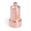 The Lincoln Tomahawk LC65 Nozzle, Gouging KP2844-8 is a copper-colored plasma cutting nozzle with a cylindrical base, tapered top, engraved markings, and a central hole at the top, shown against a white background.