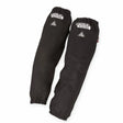 Pair of black Lincoln K4827-ALL Traditional 21 in. flame retardant cotton welding sleeves with elastic at both ends and white Lincoln Electric logo, providing durable industrial safety protection. Shown on a plain white background.