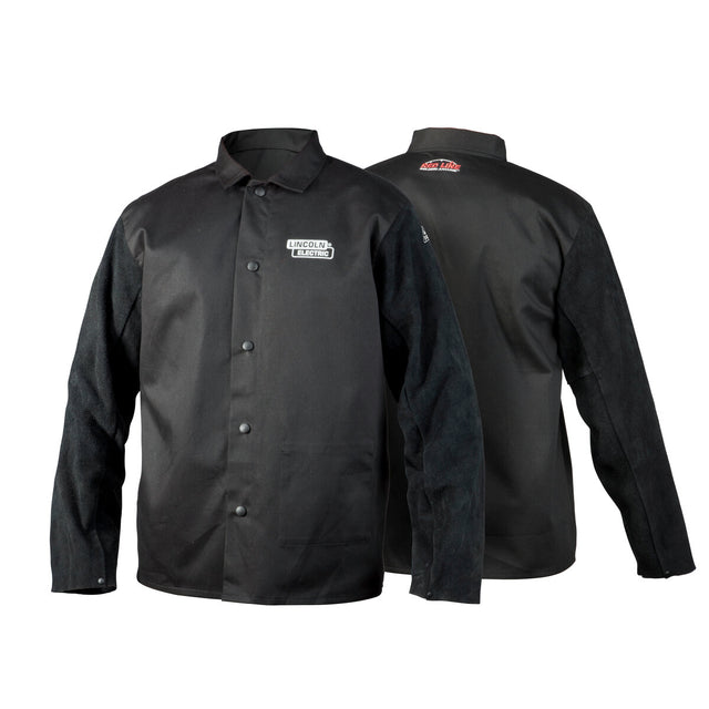 Lincoln Traditional Split Leather-Sleeved Welding Jacket 2XL K3106-2XL - WeldingMart.com