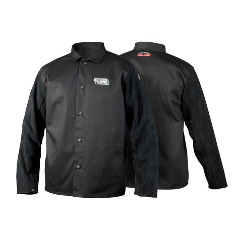 Lincoln Traditional Split Leather-Sleeved Welding Jacket M K3106-M - WeldingMart.com