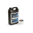 A black Lincoln Vanair 50 Hour Compressor Service Kit K5494-2 container stands upright beside a small cylindrical Vanair oil filter on a white background—perfect for regular air compressor maintenance.