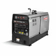 The Lincoln Vantage 441X Engine Driven Welder Perkins (K4535-1) is a large, industrial diesel welder with a black front panel featuring gauges, switches, and sockets, plus a silver body with red and white Lincoln Electric logo and side vents.