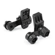 Lincoln VIKING Slotted Hard Hat Adapter KP3486-1 for welding helmets, black adjustable brackets, welding accessory on white.
