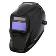 The Lincoln VIKING 1840 Series Black Welding Helmet (K3023-4) features a large rectangular auto-darkening lens with advanced 4C Lens Technology, Viking branding above the lens, side adjustment knob, and an ergonomic glossy black design.