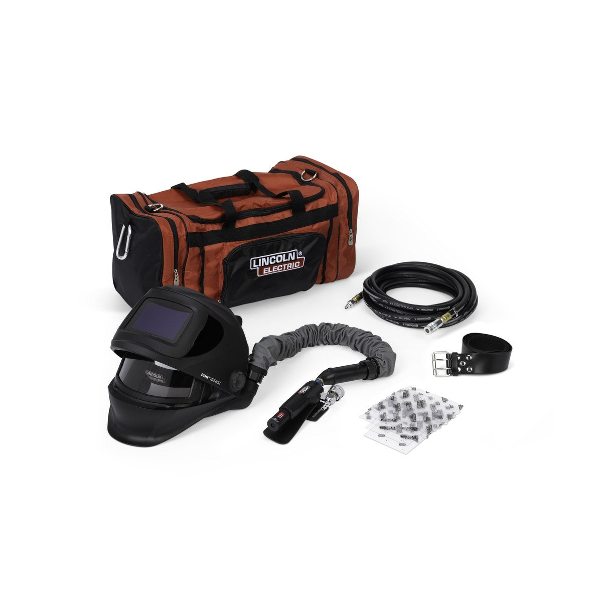 Lincoln VIKING 3250D FGS SAR supplied air respirator kit K5443-1 with helmet, air regulator, leather belt, hose and industrial duffle bag - view 2