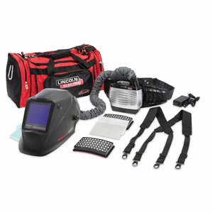 Lincoln VIKING 3350 XG PAPR Welding Helmet Kit with 4C Lens, filters, air unit, harness, charger & red-black bag - WeldingMart.