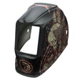Lincoln VIKING 3350/2450 Graveyard Shift KP4564-1 black welding helmet shell with skull, barbed wire, large viewing window.