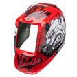 Lincoln VIKING 3350/2450 Polar Arc red welding helmet shell KP4572-1 with CANADA text, bear graphic, large lens window, gloss finish.