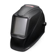 The Lincoln VIKING Industrial Passive Black Welding Helmet (K3371-1) features a large rectangular Shade-11 lens, adjustable side knob, and smooth curved surface. It is shown angled to the right on a plain white background.