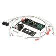 The Lincoln Voltage Reduction Device (VRD) Kit for Cross Country 300 K4212-1 includes a circuit board, cables with connectors and lugs, black rocker switch, indicator lights, mounting hardware, and two VRD labels on a white background.