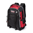 Lincoln Welders All-In-One Backpack K3740-1, red/black, multiple compartments, tool bag for welders or helmet storage.