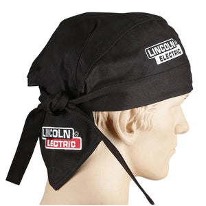 Mannequin displays Lincoln Electric black welding doo rag from WeldingMart's Welding Kit K4767-1 with safety gear and tools.