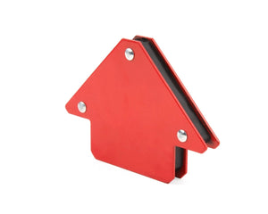 Red arrow-shaped magnetic welding holder with rivets, essential accessory for Lincoln Welding Kit K4767-1 from WeldingMart.