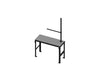 The Lincoln Welding Table with Post (58 in wide) K5248-7 is a black and gray rectangular steel workbench featuring four legs and two vertical support poles, one of which extends horizontally. It is shown alone on a white background at an angle.