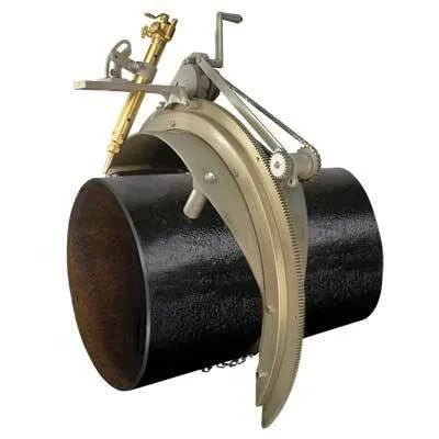Mathey 4SA Saddle Cutting Machine Manual w/ Spacer Bolts on pipe, welding torch for precision circumference cuts, WeldingMart tool.