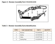A labeled diagram of a boomer assembly with four parts: 1 is the boomer, 2 is the industrial spring, 3 is the chain, and 4 is the spring snap. Below is a table listing these parts and their part numbers.