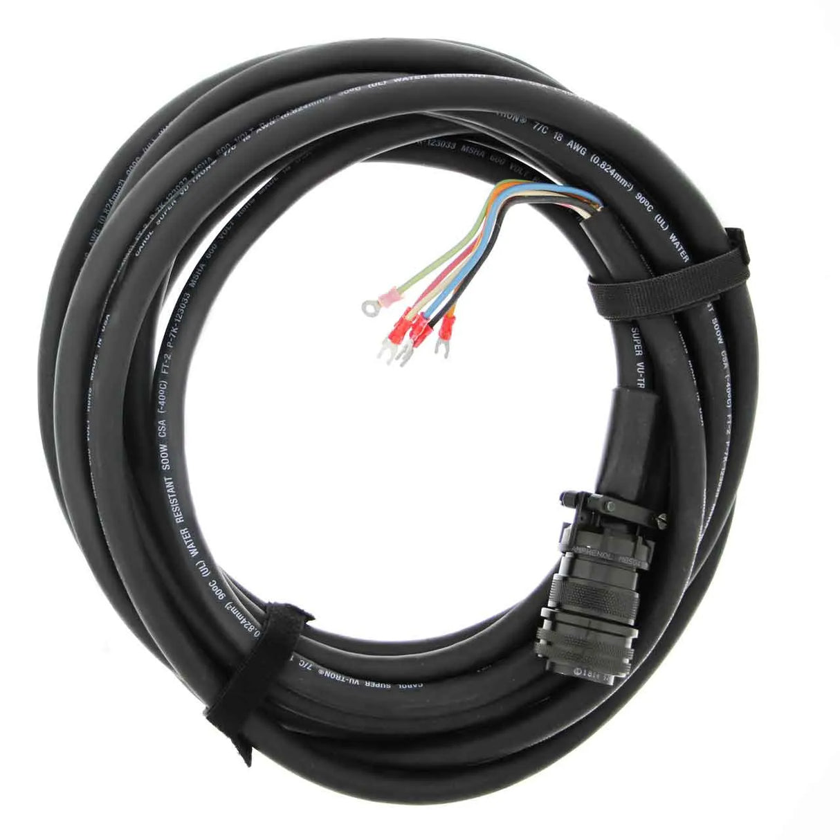 MK Products Cobramatic Wire Feeder Interface Cable 50ft - Lincoln - 005-0659-50, an extended specialized cable for connecting Cobramatic wire feeders to Lincoln welding power sources in large work areas.


