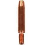 The MK Products .030 - .035 Spray Contact Tip 10 Pack (621-0076-10) features threaded copper tips for attaching to welding torches, guiding wire during spray arc welding.