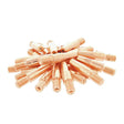 A close-up of MK Products Python Contact Tips .035, Bag of 25 (621-0391-25), arranged in a circular pattern on a white background.