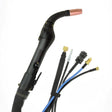 MK Products Cobra MX-HD Push-Pull Gun 250A, 50ft, water-cooled, welding gun with cables and connectors, black on white background.