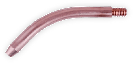 MK Products Contact Tip 48 Degree Curved 3/8 X .060ID - 621-0453. This specialized curved contact tip features a 48-degree angle, 3/8" outer diameter, and .060" inner diameter, designed for precision welding in hard-to-reach areas with larger wire sizes. Ideal for heavy-duty applications and thick materials, it ensures consistent performance in challenging welding positions.

