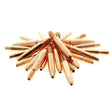 A pile of MK Products Contact Tip HD 3/8 X .074ID Spray Arc (25pc Pkg, 621-0394-25) is arranged on a white background. The threaded copper tips are designed for precise wire feeding during aluminum spray arc welding.