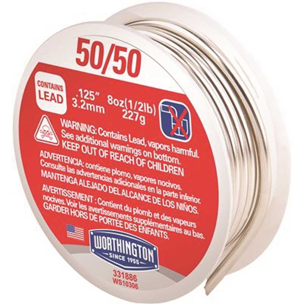 Harris 50/50 Leaded Solid Wire Solder 1/8" X 1/2 lb Spool - 331886