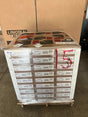 Lincoln ED030611 SureArc S6 .035 MIG welding wire 33 lb spools, 81-roll pallet wrapped in plastic in industrial warehouse.