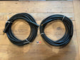 WeldingMart 50ft 2/0 welding extension leads with quick disconnect connectors, coiled and tied, on wood with WI logo.
