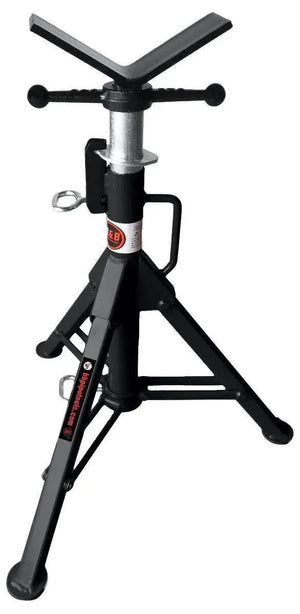 Mathey Dearman V-Head Folding Pipe Jack 3900, qty 75, welding pipe support stand, V-top, 3 legs, side handles for alignment.